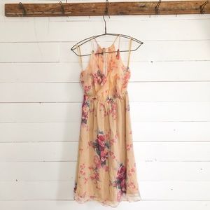 Anthro meadow rue silk yellow floral dress size 2